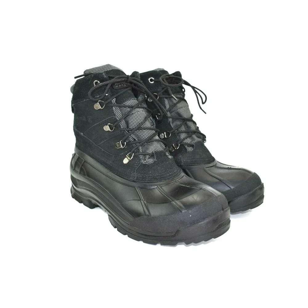 KAMIK WAUSAU Mens Waterproof Leather Winter Boots‎ Black Size 11